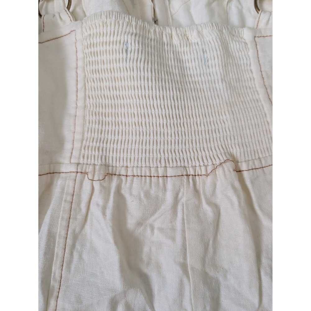 Urban‎ Outfitters Cream Linen Blend Corset Halter Romper XS/S Contrast Stitching - Picture 5 of 7